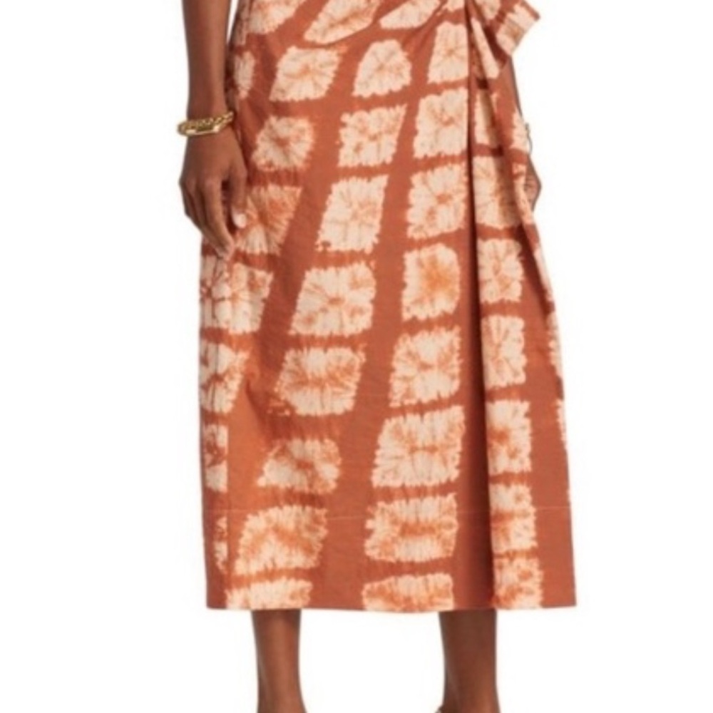 Ulla Johnson Terracotta and Cream Midi Skirt